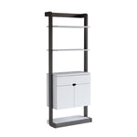 ZUN Contemporary Bookcase Four Open Shelve One Drawer Two Cabinets with Open Shelve - White & Grey B107131398