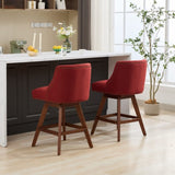 ZUN Counter Height Swivel Barstools, 26'' H Seat Height Upholstered Bar Stools Set of 2, Fabric in Wine 57521241