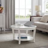 Traditional Round Coffee with Open Storage Shelf,2-Tier Storage Wood Center Circle Accent W1693P216918