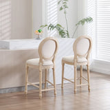 French Country Dining Chairs Set of 2, Upholstered Chairs with Round Back, Wire drawing and carving W3426P324574