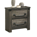 Rustic Gray 1pc Bedside Table Melamine Paper Wooden Nightstand Antique Brass Color Drop Handles B2741P325726