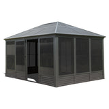 11.2x14.6FT Sunroom, Four Season Solarium Aluminum Hardtop Gazebo with Galvanized Steel Roof, W1859P276734