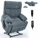 Grey Dual Motor Infinite Position Up to 350 LBS Chenille Power Lift Recliner Chair, Heavy Duty W3224P294319