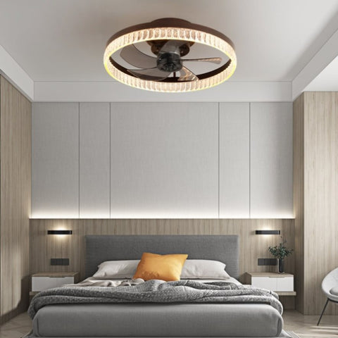 ZUN Ceiling Fans with Lights, Minimalist Ring Led Chandelier Fan with Remote Control Modern Ceiling Lamp W1340121803