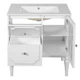 Retro Style 30'' Bathroom Vanity with Ceramic Sink Combo, Freestanding Single Vanity with 2 Drawers, N710P195635K