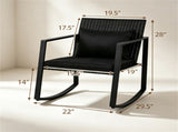 3-Piece Outdoor Wicker Rocking Chair Set, Patio Conversation Furniture with Tempered Glass Side 11188806