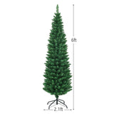 6ft Slim Pencil Christmas Tree - Space-Saving Design for Small Corners, 400 Realistic PVC Branches 07280669
