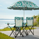 Portable Outdoor 2-Seat Folding Chair with Removable Sun Umbrella Pineapple 98412060