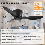 ZUN 42" Flush Mount Ceiling Fan without light, 3 Reversible Blades, with 6 Speeds Reversible DC 15878211