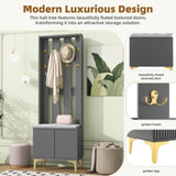 ON-TREND Modern Luxury 4-in-1 Hall Tree with Cushion, Versatile Coat Rack with 8 Gold Hooks and N721P192814E