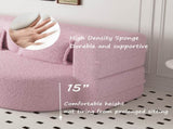 Modern Floor Sofa with 2 Pillows,Convertible Teddy Fabric Foam-Filled Sleeper Sofa Bed,15" Full Size 78597283