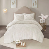 King/Cal King 3-Piece Tufted Cotton Chenille Medallion Duvet Cover Set B03597329