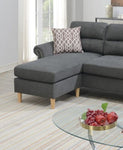 ZUN Slate Color Polyfiber Reversible Sectional Sofa Set Chaise Pillows Plush Cushion Couch Nailheads HS00F6447-ID-AHD