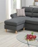 ZUN Slate Color Polyfiber Reversible Sectional Sofa Set Chaise Pillows Plush Cushion Couch Nailheads HS00F6447-ID-AHD