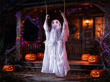 6.6ft Animated Swinging Hanging Ghost Halloween Prop, Sound & Button Activated with Flashing Red 24328914