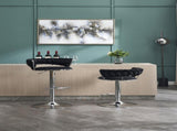 Set of 2 Bar Stools,with Chrome Footrest and Base Swivel Height Adjustable Mechanical Lifting Velvet 06163540