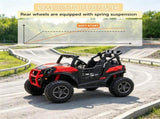 Red 2 Seater 24V Kids Electric Car, Remote Control 3 Speed LED Lights Music Horn Spring Suspension 71191897