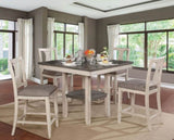Dining Room Rustic Style Antique White 5pc Dining Set Counter Height Table w Shelf Unique High B2741P301879