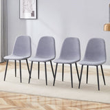 Luxury Simple Chair - Set of 4 Light Gray Linen-Cotton Material High Resilience Dining Chair with W1151P262614