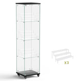 4 Tier Glass Display, Single Door Glass with Lock and Wheels, Floor Standing Storage W1668P241902