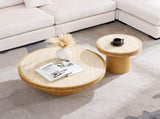 19.49 inch Round MDF Side Table Sintered Stone Tabletop for Living Room Bedroom Natural W876P460753