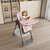 Adjustable Baby High Chair 0-6 Years Portable Infant Feeding Seat with Safety Belt, Silent W2699P299044