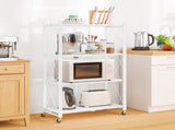 4-Tier Folding Storage Shelves with Wheels, Foldable Metal Rack, Collapsible Shelves for 10462892