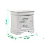 Modern Style 2-Drawer Nightstand made with Wood in White 733569236305