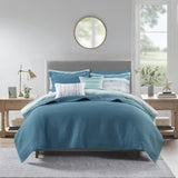 8 Piece Printed Seersucker Comforter and Quilt Set Collection Aqua Full/Queen B03597256
