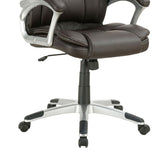 ZUN Dark Brown and Silver Swivel Office Chair with Armrest B062P153795