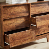 ZUN 6 Drawer Double Dresser Features Vintage-style and Bevel Design W578P191570