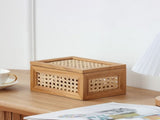 Oblong Rattan and Wood Decorative Tabletop Box 68022295