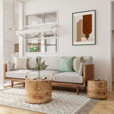 Nesting Coffee Table Set of 2, Modern Round Coffee Table, Wooden Circle Accent Tables for Small W1435P254287