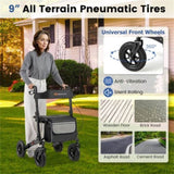 308lbs Foldable Rolling Walker 9" All-Terrain Tires, 7-Level Height , Wide Seat, 72452808