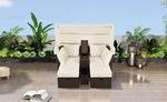 ZUN 2-Seater Outdoor Patio Daybed Outdoor Double Daybed Outdoor Loveseat Sofa Set with Foldable Awning 97443027