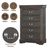 Dark Grey 5-Drawer Chest with Metal Handles B062P209040
