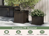 Set of 2 Stackable PP Planters with Efficient Drainage Holes, Weather-Resistant Flower Pots for 62103503