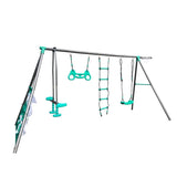 XNS076 blackish green interesting four function swingset with face to face metal plastic safe swing W1711110906