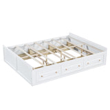 Wood Queen Size Platform Bed Frame with 6 Drawers, White 07431345