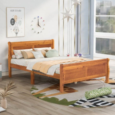 ZUN Full Size Wood Platform Bed with Headboard and Wooden Slat Support 98134494