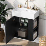 ZUN [Video] 21.6 inch Modern Floating Bathroom Vanity with Ceramic Basin - Perfect for Small Bathrooms, N729P170388B