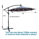 ZUN 10 ft Outdoor Patio Umbrella Solar Powered LED Lighted Sun Shade Market Waterproof 8 Ribs Umbrella W65642337