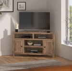 ZUN Joshua Creek 52 inch Corner TV Stand for TVs up to 55 inches, No Assembly Required, Barnwood Finish B108P160169