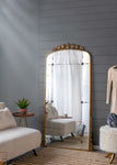 ZUN 76" x 40" Lavish Full Length Mirror, Antique Gold Metal Floor Mirror for Living Room, Bedroom W2078124335