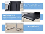 Luxury Simple Arch Chair - Set of 4 Black PU Material High Resilience Dining Chair with Arched Metal W1151P154857