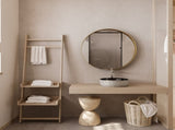 31.5 Inch Surface Mount Round Metal Framed Medicine Cabinet with Mirror and Adjustable Shelves Black W1435P194675