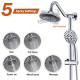 6 Inch Rain Shower Head with Handheld Shower Head Bathroom Rain Shower System W121956008