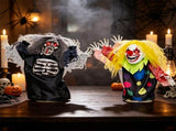 2 Pcs Sound Activated Halloween Animated Decorations, 11" Grim Reaper & 10.5" Creepy Clown Tabletop 77447778