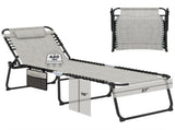 Oversized Patio Chaise Lounge, 27" Wide 4-Position Adjustable Backrest Folding Tanning Chair-Gray 69642871