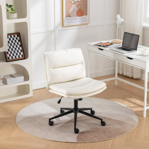 ZUN Bizerte Adjustable Swivel Criss-Cross Chair, Wide Seat/ Office Chair /Vanity Chair, White T2574P181615
